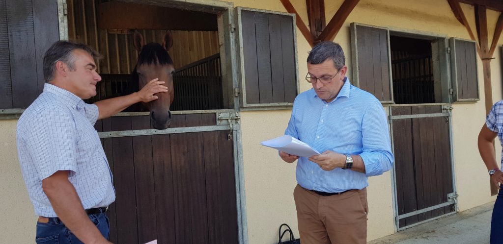 07/2018 - Saint-Sauveur-de-Flée - Rencontre d'un éleveur de chevaux dans le cadre d'un projet d'implantation d'éoliennes